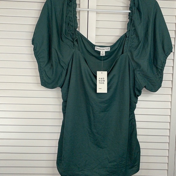 and now this Tops - NWT AND NOW THIS Jade Green rouched sides square neck 2X